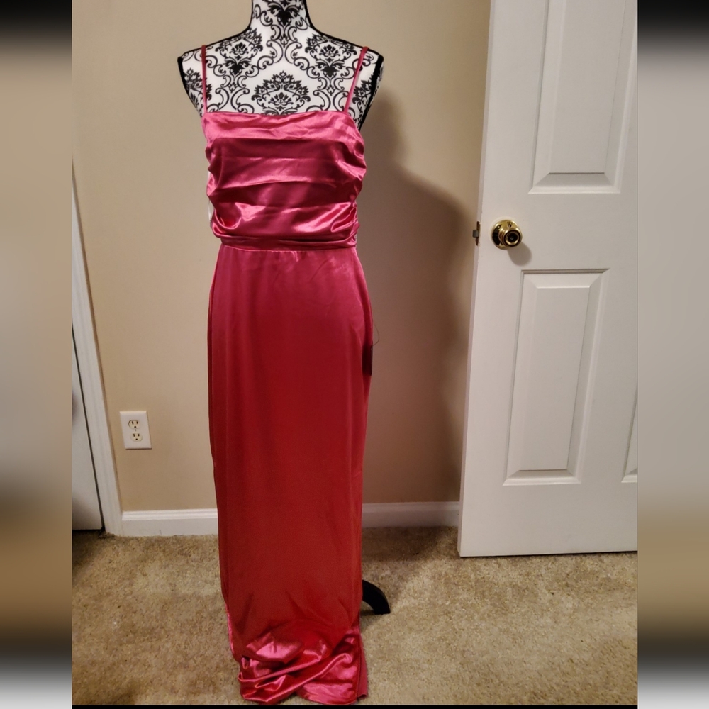 Lulus Hot Pink Ruched Cutout Maxi Dress Size XL